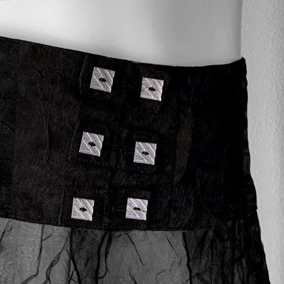 French Designer Biche de Bère vintage tiered/crinkled/pliseé sheer maxi skirt - Picture 7 of 15